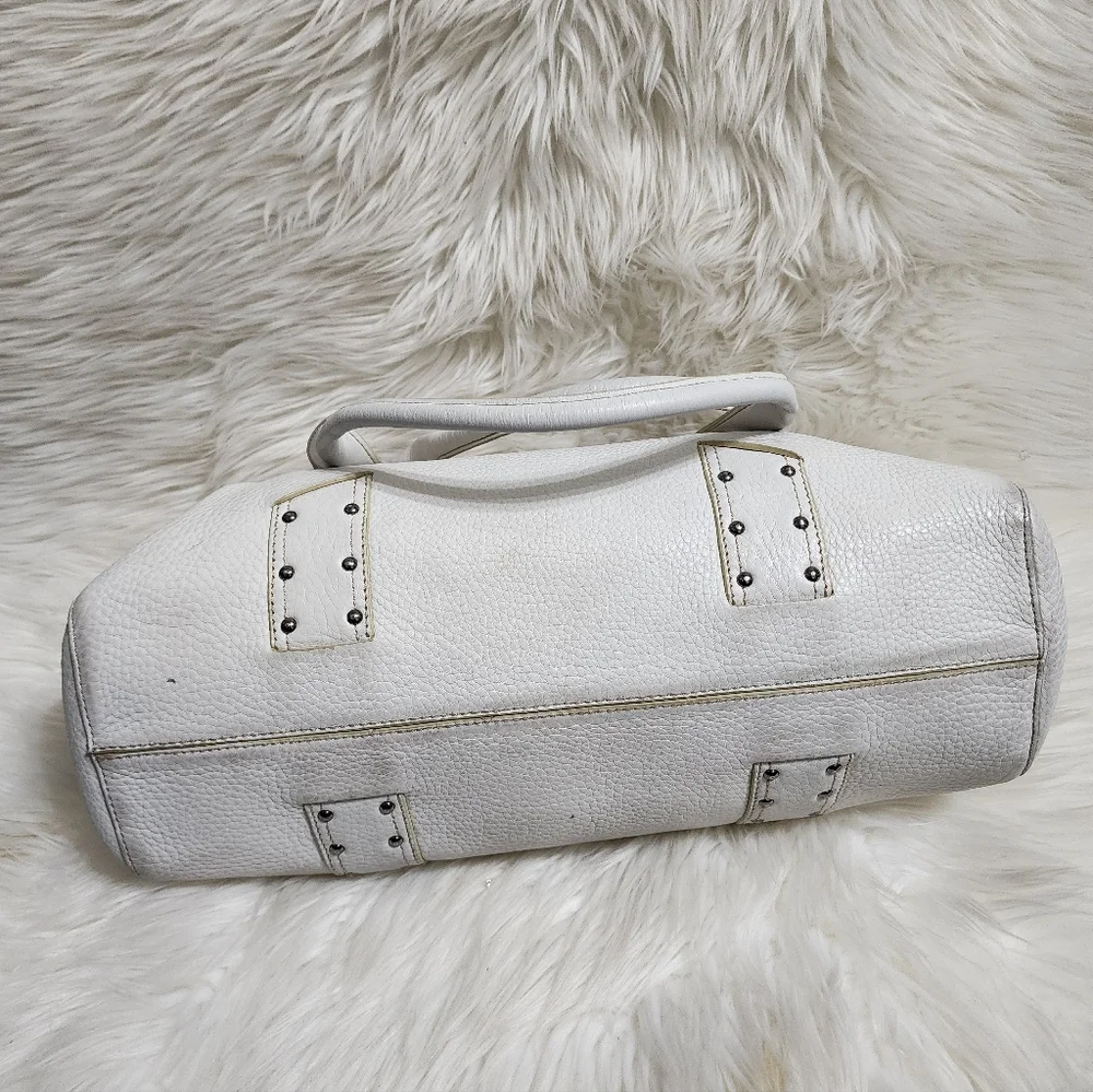 COLE HAAN Large White Leather Tote
